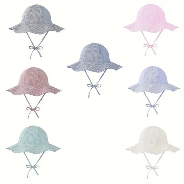 Infant Toddler Floral Print Baby Sun Breathable Hat Summer Beach Hat Children Solid Infant Girls Boy Outdoor Fisherman Cap - Image 11