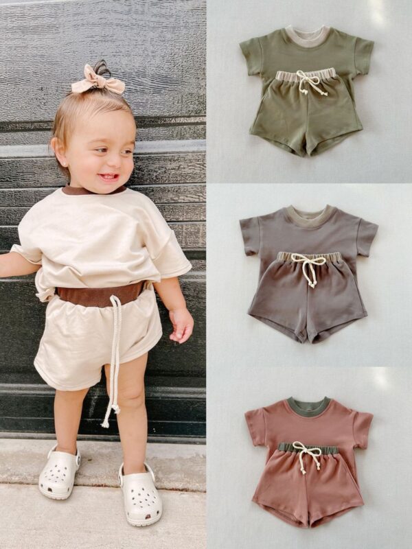 Short Sleeve Outfit Top and Shorts Sports Clothe Tracksuit - Image 9