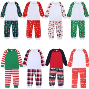 Custom Family Matching Christmas Pajamas Set Polyester Kids Tales Christmas Sublimation Blanks Clothes
